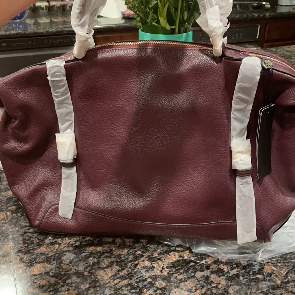 Ora Delphine Purple Adele Satchel, Leather